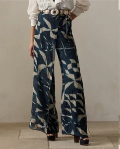 Ralph Lauren Collection Purple Label Runway Wide Leg Print Linen Silk Pants 10 L - Picture 1 of 12