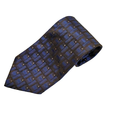 Corbata Pierre Balmain para hombre azul geométrica seda hecha a mano en Italia Foto 1 de 4