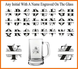 Personalised Pint Glass Tankard Initial &Name Engraved - Picture 1 of 2