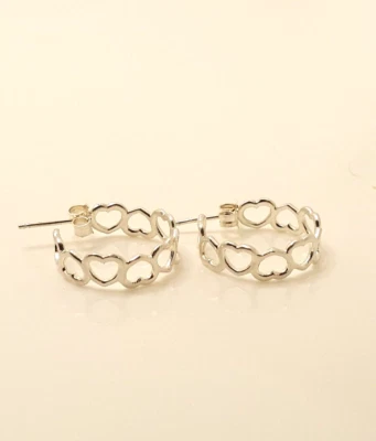 Preciosos brillantes aretes con brazalete de corazón abierto de plata maciza 925 #22076 Foto 1 de 4