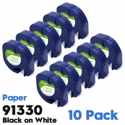 FIMAX 10PK Compatible DYMO LetraTag Refills 91330 White Paper Label Tape 12mm LT-100H