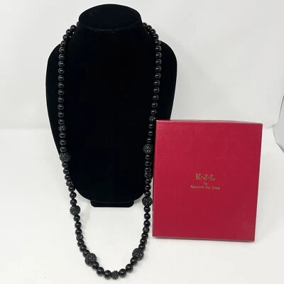 Kenneth Jay Lane KJL ART DECO Colgante COLLAR NEGRO Estrás Cuentas J De Colección Foto 1 de 4