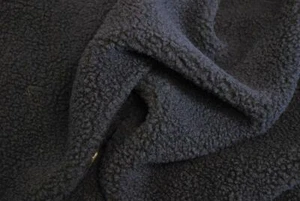 Luxury Sherpa Boucle Fur Fabric Material - NAVY - Picture 1 of 1