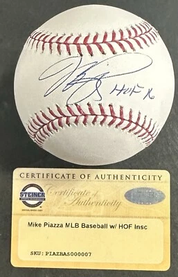 Mike Piazza Signed Official MLB Baseball Mets HOF 16 Autograph Steiner MLB COA - Image 1 of 4