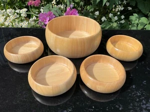 set of 5 Vintage Wooden Fruit Bowl salad Bowl centerpiece nibbles bowl farmhouse - Picture 1 of 7