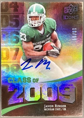 2009 Upper Deck Icons Javon Ringer #2009-JR Autographs 16/99 Auto Spartans - Image 1 of 2