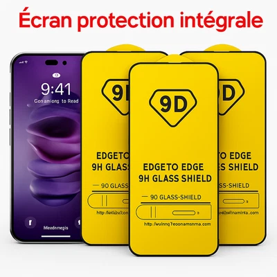 VERRE TREMPE IPHONE VITRE PROTECTION ECRAN 17 16 15 14 13 12 11 PRO MAX SE XR XS - Imagen 1 de 4