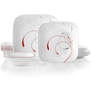 18-PCS Service for 6 Square Dinnerware Set Triple Layer Glass and Chip Resistant - Picture 1 of 12