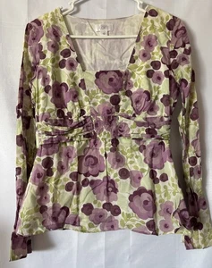 Ann Taylor Floral Babydoll TopY2K Boho Festival Ethereal Cotton Side Zip Lined 4 - Picture 1 of 9