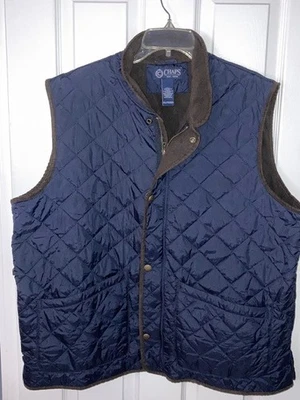CHAPS Men's Quilted Vest Navy Blue Diamond Fleece Lined Size XXL - Image 1 of 4