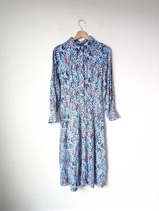Marks And Spencer Blue Animal Print Midi Shirt Dress Size 12 Petite - Picture 1 of 12