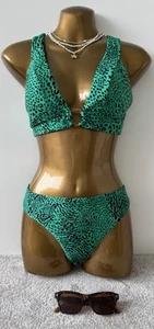 Seafolly Emerald Leopard Print Bikini 14 New - Picture 1 of 6