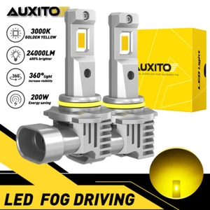 AUXITO H10 9140 9145 LED Fog Light Bulbs Max 200W High Power 3000K Amber Bright - Picture 1 of 9