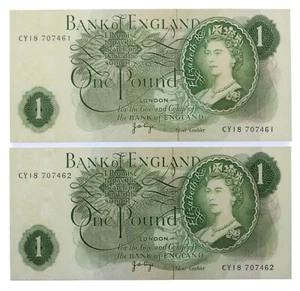 2 Consecutive Bank of England Page £1 Banknotes CY18 #9 - Picture 1 of 2