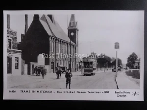 London Tram TRAMS IN MITCHAM CRICKET GREEN TERMINUS Pamlin Print Postcard M486 - Picture 1 of 2