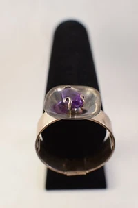 Vintage Nachlass Chunky Modernist MCM Amethyst Signiert SAUL 925 Mexico Armband 96g - Bild 1 von 10