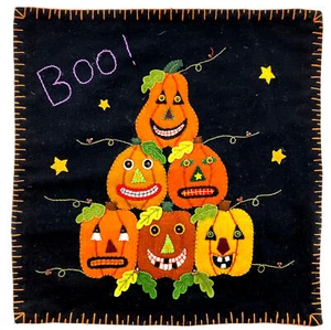 Almohada de Halloween simulada lana calabazas bordadas Jack-o-Lanterns otoño otoño farsa - Imagen 1 de 4