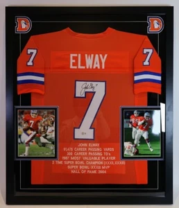 John Elway Autographed Broncos Jersey with Embroidered Inscriptions (Beckett) - Picture 1 of 4