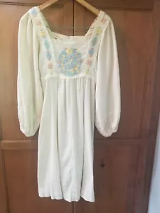 Abito vintage Rags by Kressandra hippie boho ricamo floreale maniche a sbuffo taglia 7 - Foto 1 di 12