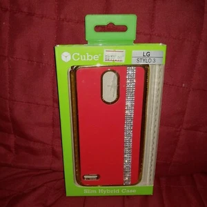 LG STYLO 3 Red SLIM HYBRID PHONE CASE New in Package Clear Jewels - Picture 1 of 3