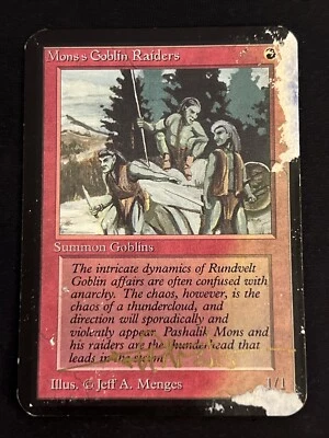 1x Mons's Goblin Raiders Limited Edition - Alpha Damaged Signed MTG Magic x1 MKE - Image 1 of 2