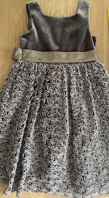 Vestido de Navidad Event Brillante Tono Plateado Terciopelo Talla 7-8 Años Nuevo con Etiquetas Foto 1 de 4