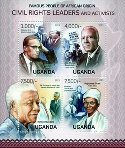 Uganda Famous People Stamps 2013 MNH Martin Luther King Nelson Mandela 4v M/S - Picture 1 of 1
