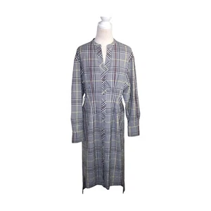 Karen Millen Midi Shirt Dress Size 12 Plaid Long Sleeves Hi/Low Hem Polyester - Picture 1 of 12