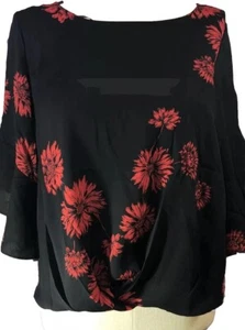 Vince Camuto XS NWT blouse Top Shirt black Red Floral Designer$99 🧡 - Picture 1 of 13
