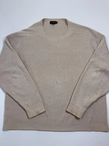 Vintage J Crew Sweater Mens XL Beige Linen Cotton Fisherman Ribbed Knit Heavy - Picture 1 of 9