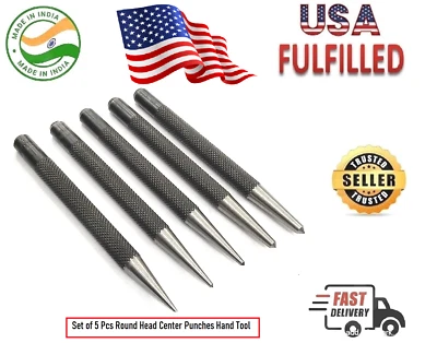 AD INTERNATIONAL Set of 5 Pcs Round Head Centre Center Punches Metal Wood Working (USA FULFILLED)