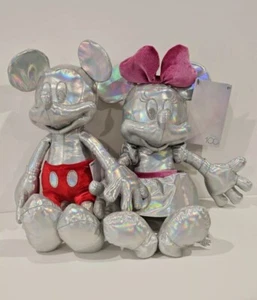 Disney 100th Anniversary Minnie & Mickey Mouse Platinum Edition Plush - Picture 1 of 3