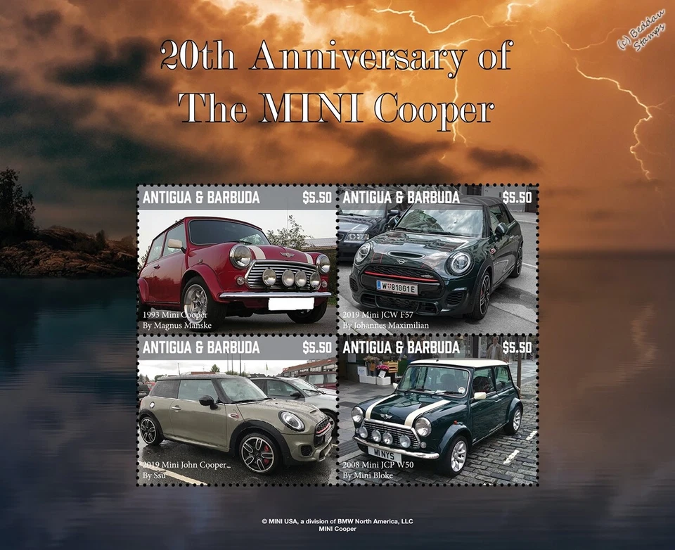 Hoja de sello de automóvil BMW / ROVER MINI COOPER (2021 Antigua y Barbuda) Foto 1 de 1