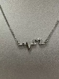Heart Beat Silver Necklace Rhinestones NEW - Picture 1 of 4