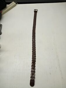 kohls Embossed Brown Braided leather belt style # 042066KLR Size Small 29"-34"