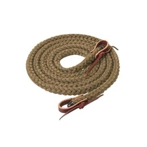 10' Fuß x 5/8" braun SILBERSPITZE HOHLGEFLECHT TRAIL ZÜGEL mit Leder Wasserschlaufen - Bild 1 von 1