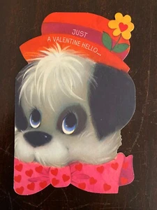 Vintage Valentine Card, Dog in Hat, Hallmark - Picture 1 of 1