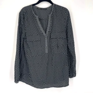 Zara Basic Women's Polka Dot V Neck Long Sleeve Blouse Black White Size Small - Picture 1 of 9