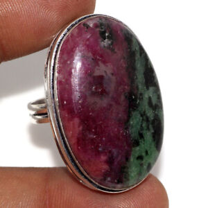 Ruby Zoisite 925 Silver Plated Gemstone Handmade Ring US 9 Best Gifts GW