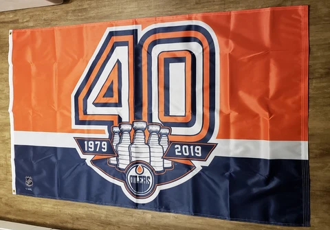 Edmonton Oilers NHL Anniversary 40th Year in NHL Car Auto Truck Flag 3 x 5 Cover