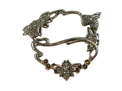 Bees Beehive Pewter Scarf Ring by A E Williams Birmingham UK Boxed