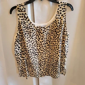 Vintage Diane Gilman Womens Top Leopard Print 100% Silk Y2K Mob Wife Tank 17251 - Picture 1 of 9