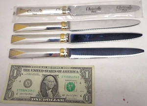 NEW 4pc Christofle France ATLANTIDE Dinner Butter Knives Knife 9 5/8" FREE SHIP! - Picture 1 of 5
