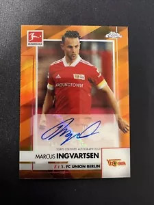 2020-21 Topps Chrome Bundesliga MARCUS INGVARTSEN Orange Refractor Auto 23/25 - Picture 1 of 6
