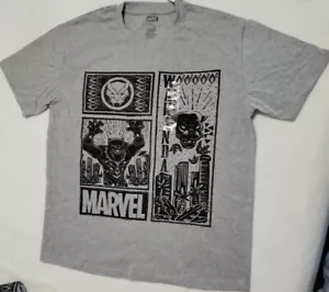 Black Panther Wakanda Gray Black Graphic T-Shirt Marvel Large - Picture 1 of 8