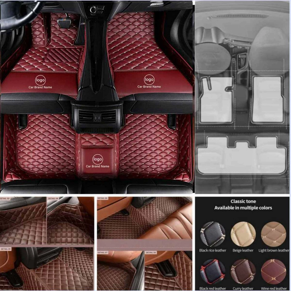 For Porsche Car Floor Mats Carpets Custom Pu Leather Auto All Weather Waterproof Foto 1 de 4