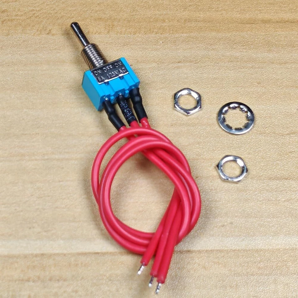 Prewired Blue Mini Toggle Switch 125VAC 6A 3 Pin 3 Position two way - Image 1 of 4