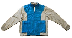 CHAMPION LIFE MEN'S MIXED MEDIA JACKET - OXFORD GREY/DEEP BLUE WATER - LARGE - N - Picture 1 of 3