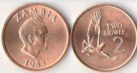 Zambia 2 Ngwee 1983, Coin, UNC,  100 WORLD COINS Cover