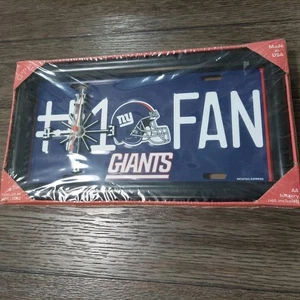 NIB NEW York Giants NFL Team Logo # 1 Fan Licensed Plate Hanging Clock Wall Desk - Picture 1 of 10